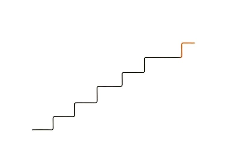 A descending staircase whose steps shrink smoothly, with no cliff.